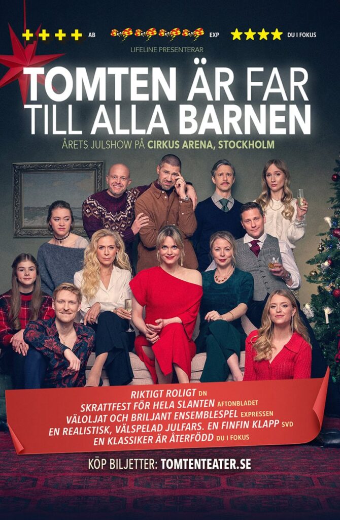 Alla medverkande i Tomten är far till alla barnen, uppställda som i ett familjeporträtt